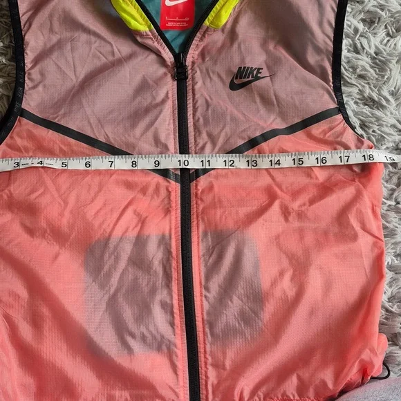 Nike Pink and‎ Yellow Hooded Vest Windbreaker Woman's Size S Colorblock Neon - Picture 9 of 12